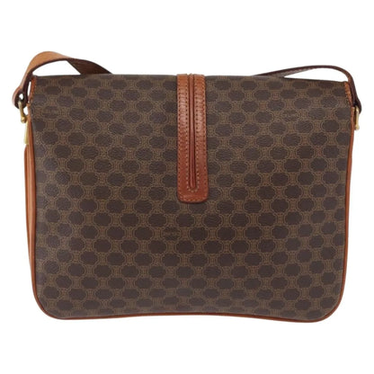 Celine Vintage Macadam Canvas and Leather, Brown, Canvas, Shoulder Bag