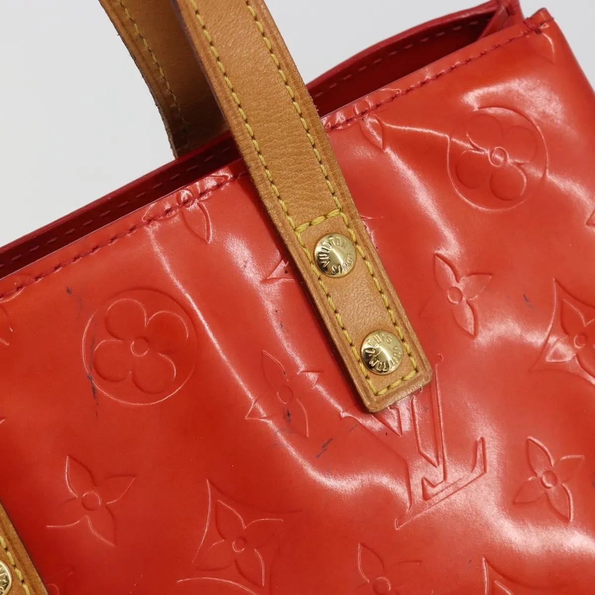 Louis Vuitton Reade Monogram Vernis, Red, Patent Leather, Handbag