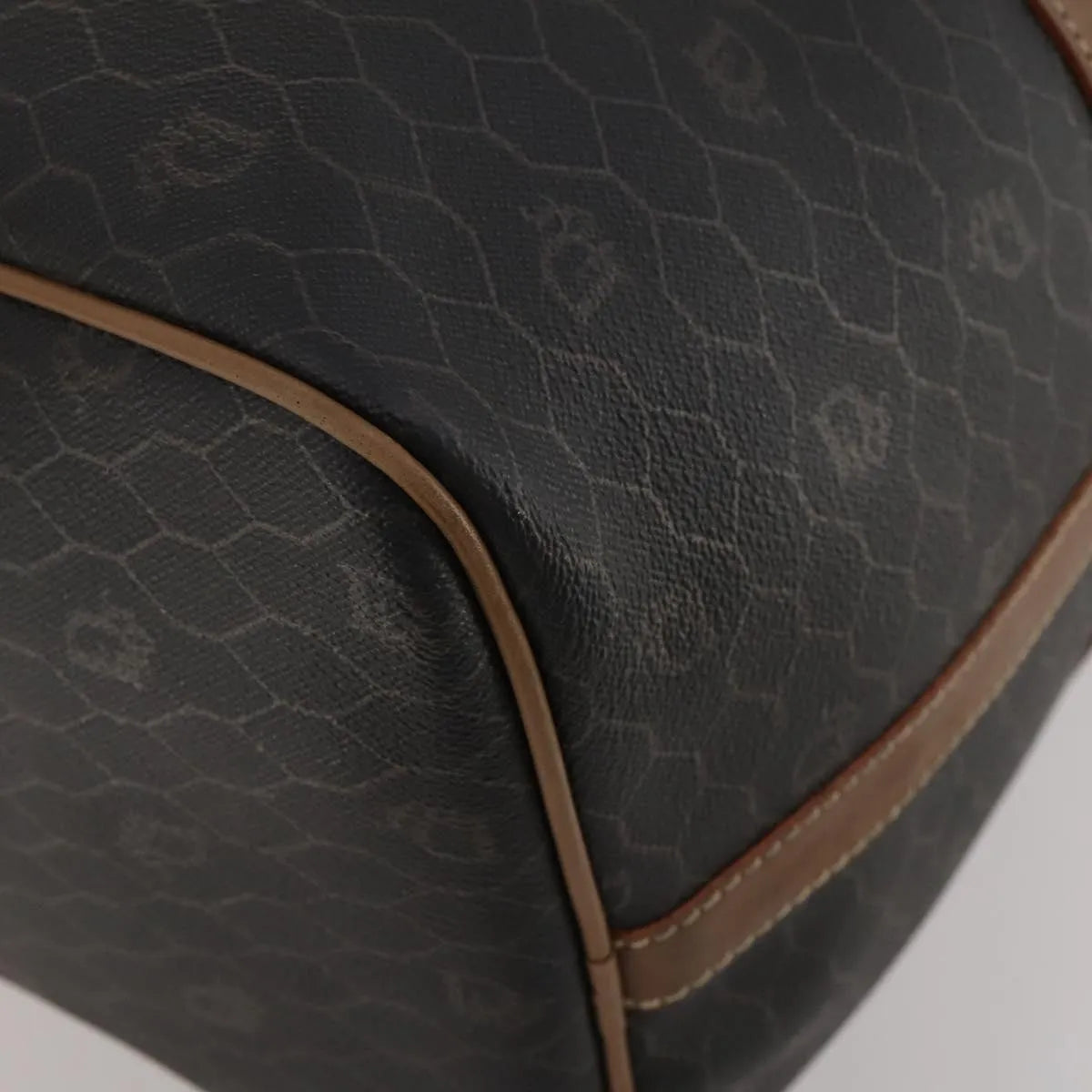 Christian Dior Vintage Honeycomb Boston Canvas and Leather, Black, Canvas, Travel Bag