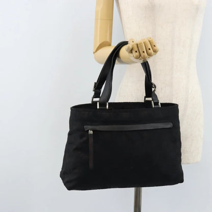 Salvatore Ferragamo Gancini Tote Gancini Canvas, Black, Nylon, Tote Bag