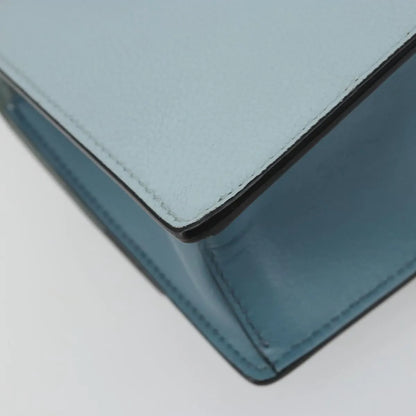 Miu Miu Madras Crystal Buckle Leather, Blue, Leather, Shoulder Bag