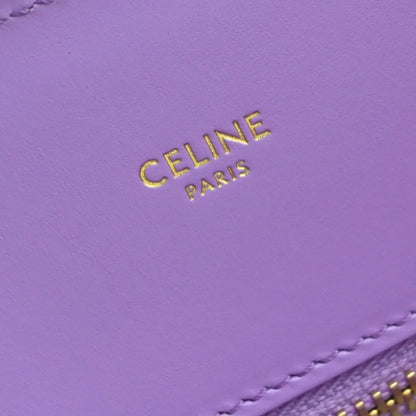 Celine Vertical Cabas Tote Canvas with Leather, Purple, Canvas, Tote Bag