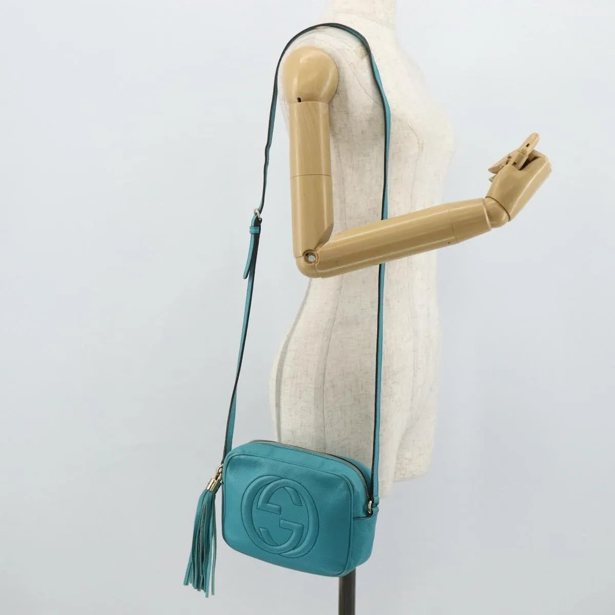 Gucci Soho Disco Leather, Blue, Leather, Shoulder Bag