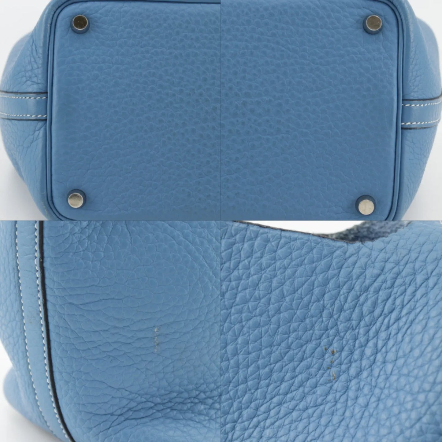 Hermes Picotin Lock Clemence, Blue, Leather, Handbag