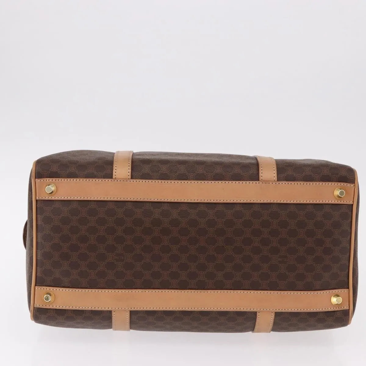 Celine Vintage Macadam Boston Canvas and Leather, Brown, PVC, Handbag
