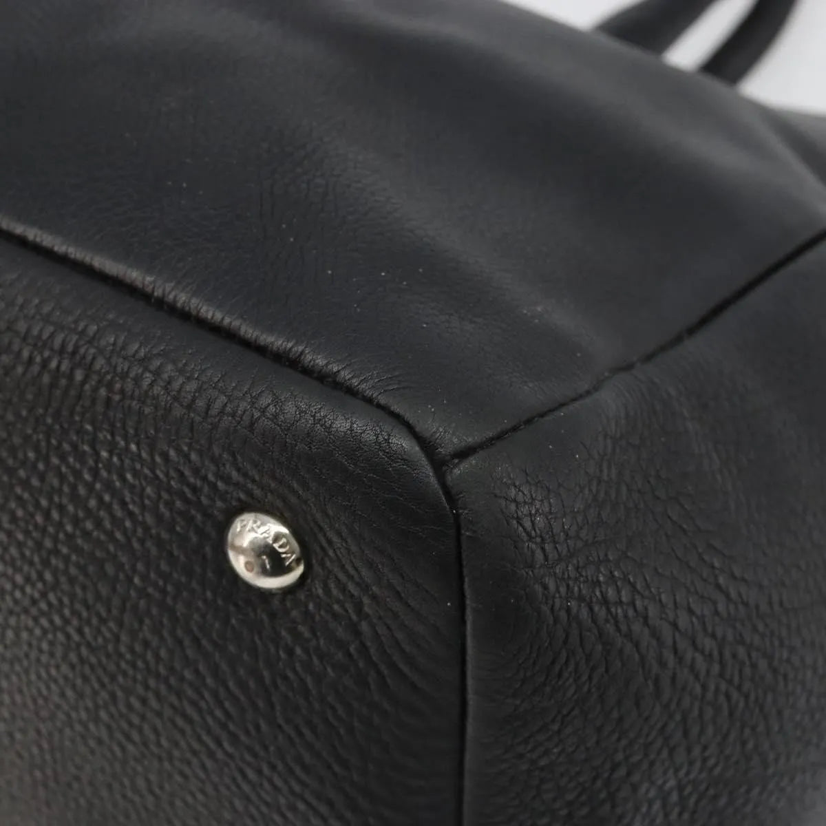 Prada Top Handle Tote Leather, Black, Leather, Tote Bag