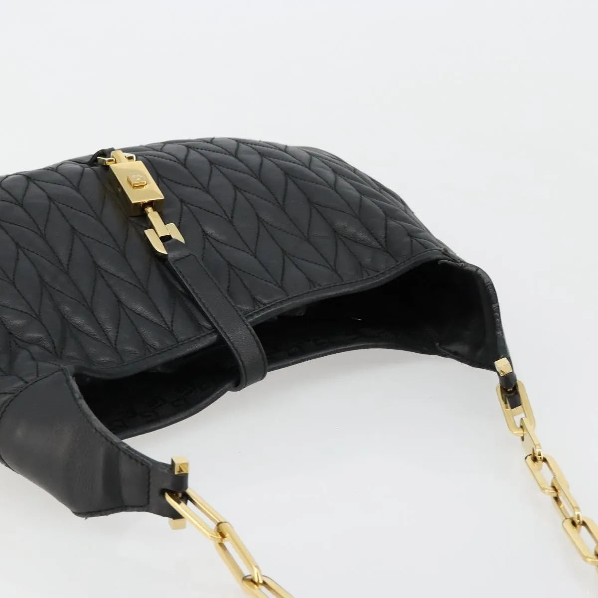 Gucci Vintage Jackie Shoulder Canvas and Leather, Black, Leather, Handbag