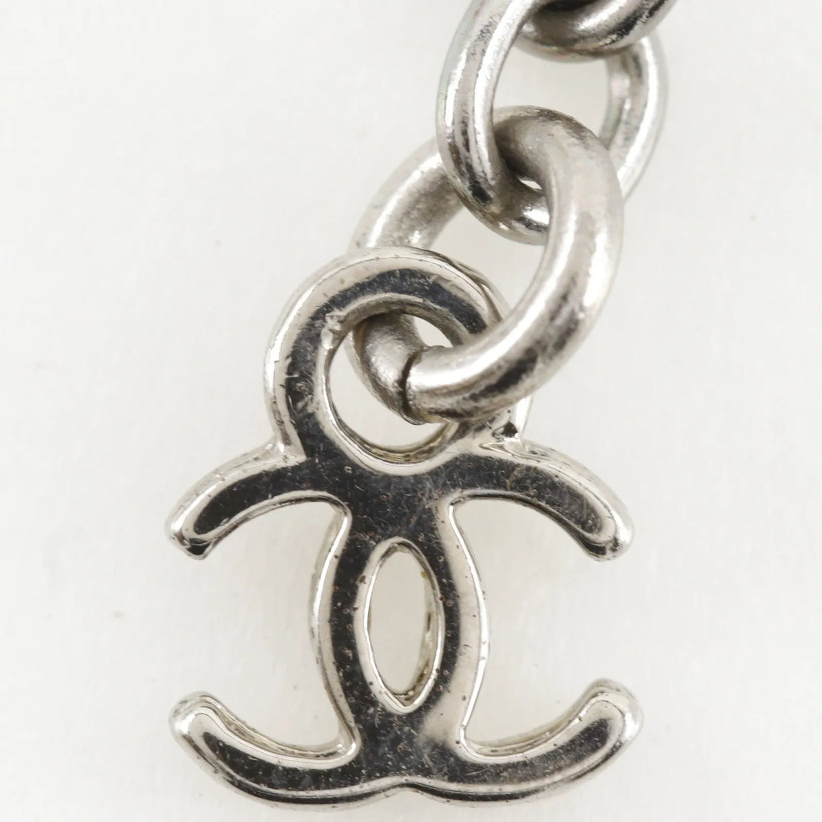 Chanel CC Ball Drop Pendant Metal, Silver, Metal, Necklace