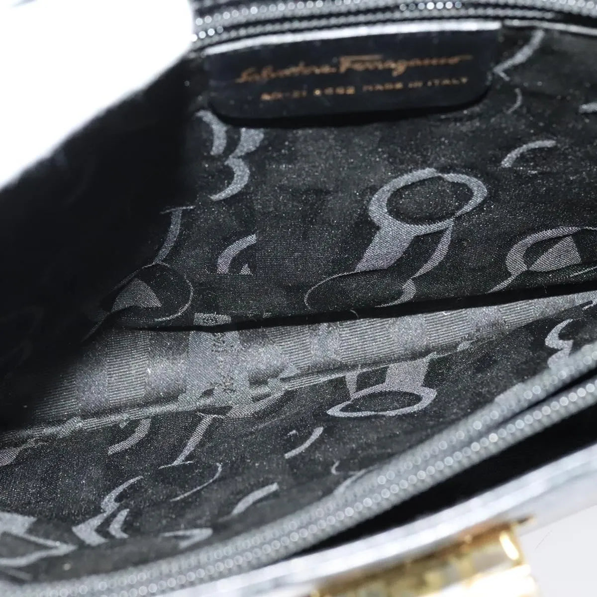 Salvatore Ferragamo Gancio Flap Hobo Leather, Black, Leather, Shoulder Bag