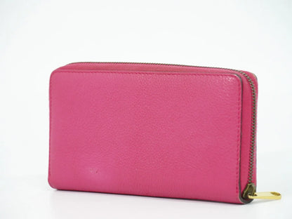 Gucci Vintage Logo Zip Around Leather, Pink, Leather, Wallet