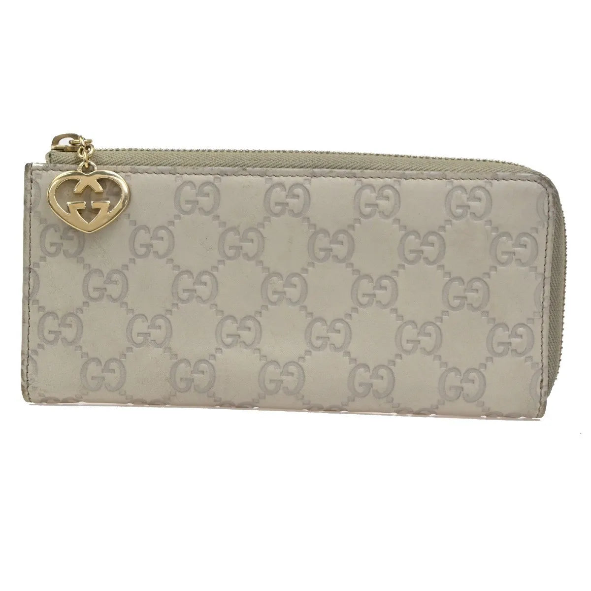 Gucci Interlocking G Zip Around Wallet (Outlet) Leather, Beige, Leather, Wallet