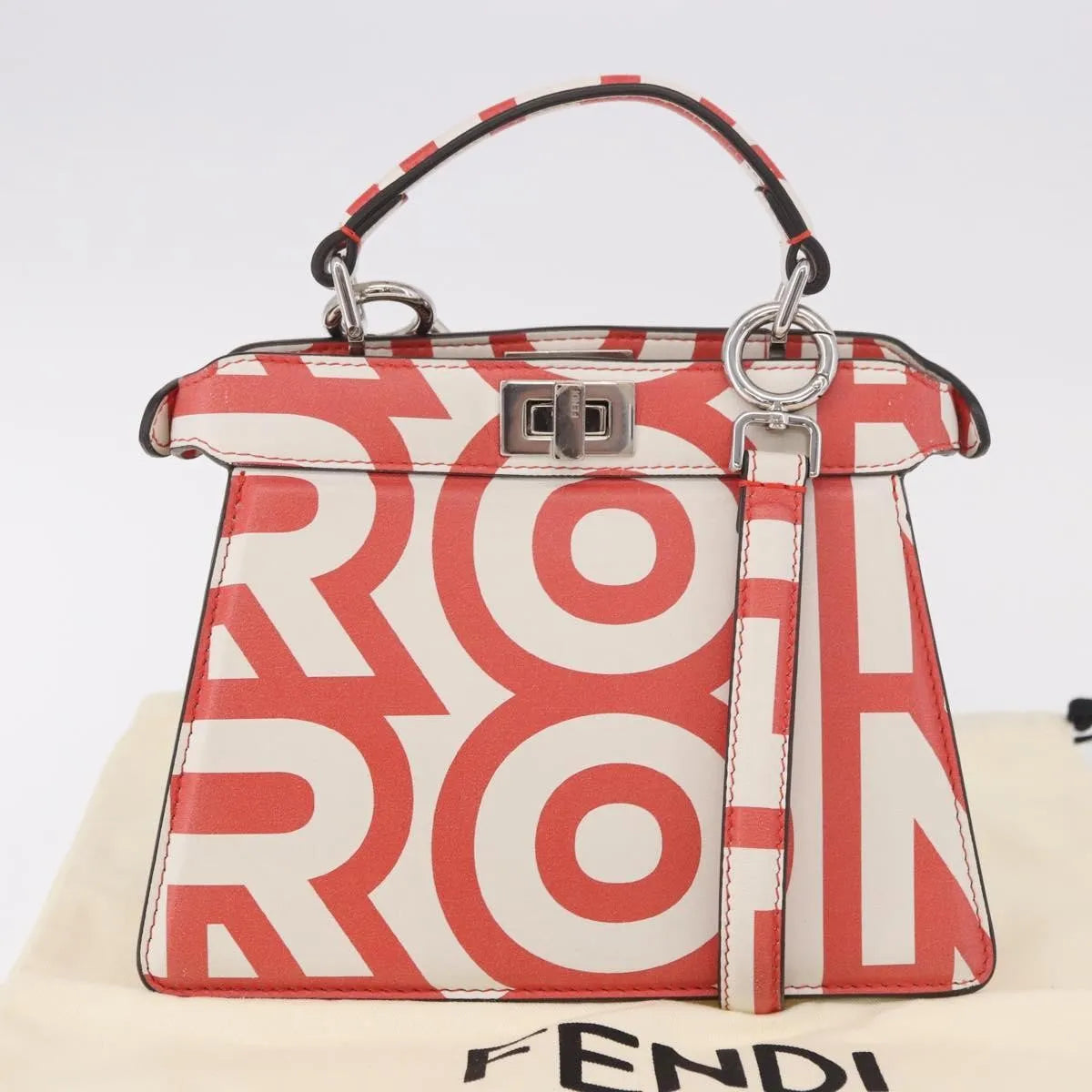 Fendi Peekaboo Leather, White, Leather, Handbag