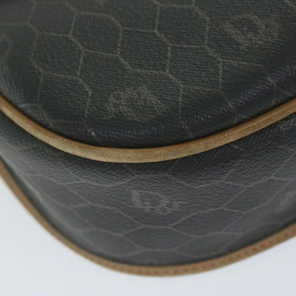 Christian Dior Vintage Honeycomb Flap Canvas and Leather, Black, Canvas, Shoulder Bag