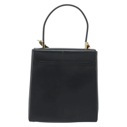 Salvatore Ferragamo Gancini Convertible Top Handle Leather, Black, Leather, Handbag