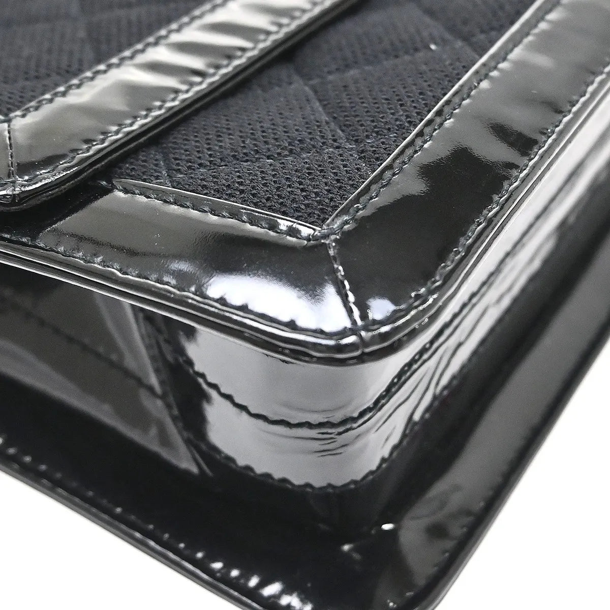 Chanel Reissue Flap Quilted Jersey with Patent, Black, Canvas, Shoulder Bag