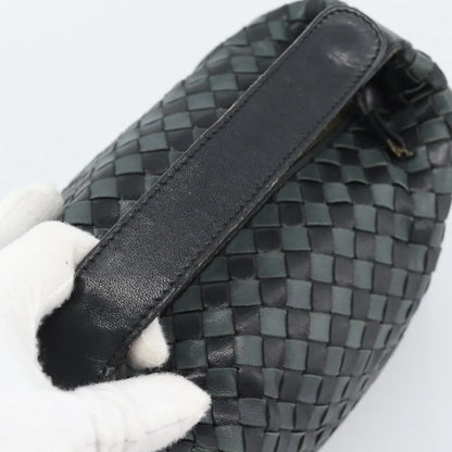 Bottega Veneta Handle Pouch Intrecciato Nappa, Black, Leather, Clutch