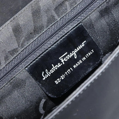 Salvatore Ferragamo Vala Leather, Black, Patent Leather, Shoulder Bag