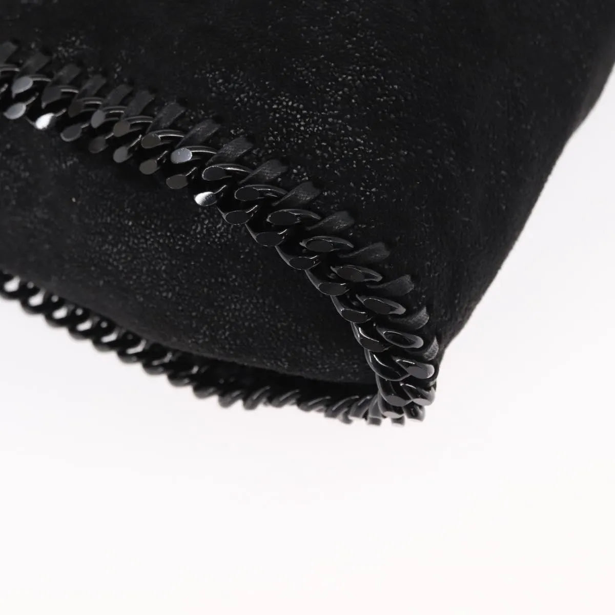 Stella McCartney Falabella Fold Over Shaggy Deer, Black, Polyester, Shoulder Bag