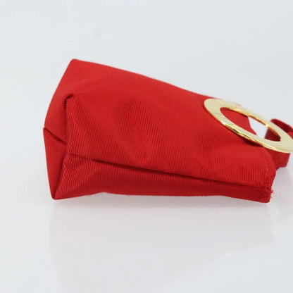 Celine Circle Logo Nylon, Red, Nylon, Clutch