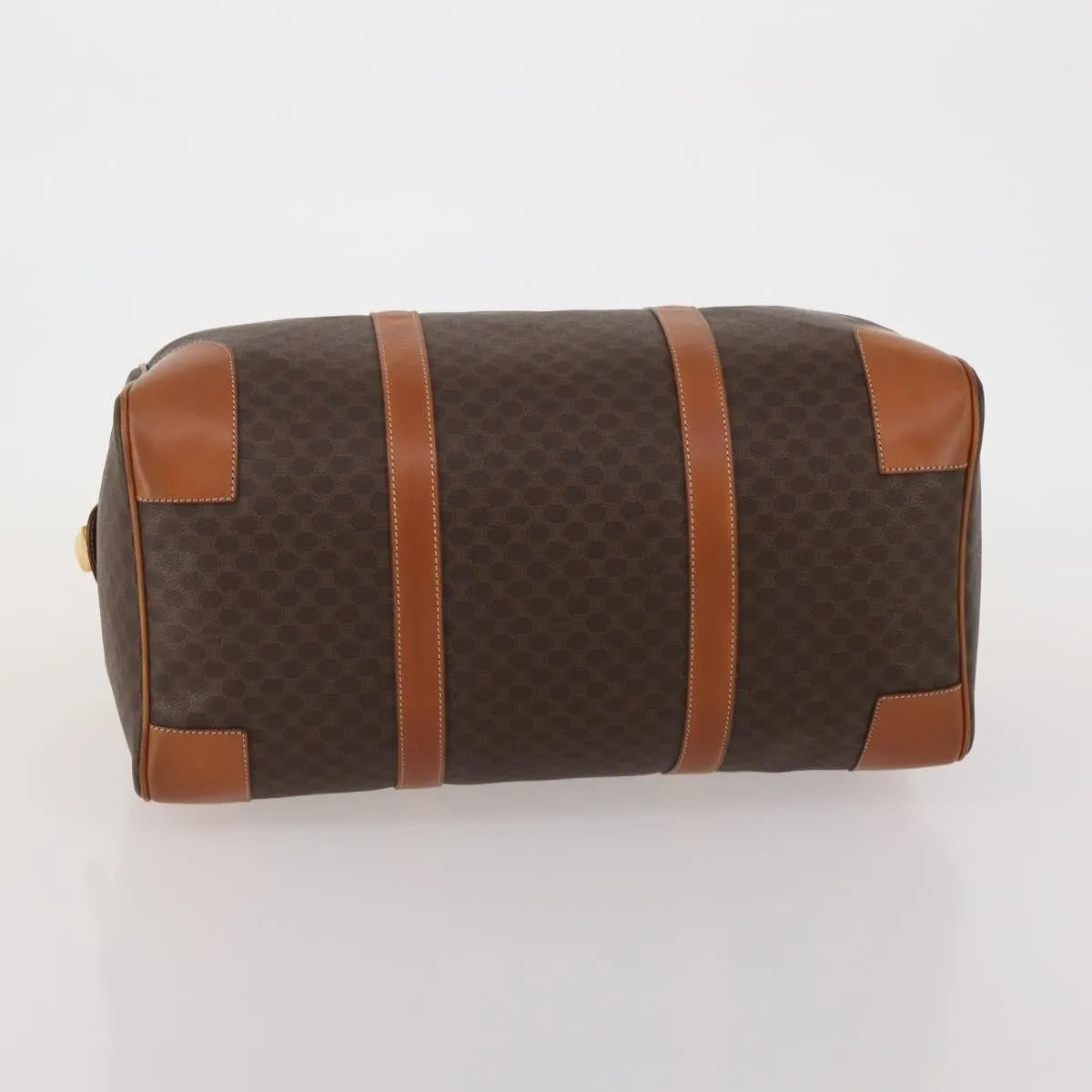 Celine Vintage Macadam Boston Canvas and Leather, Brown, PVC, Handbag