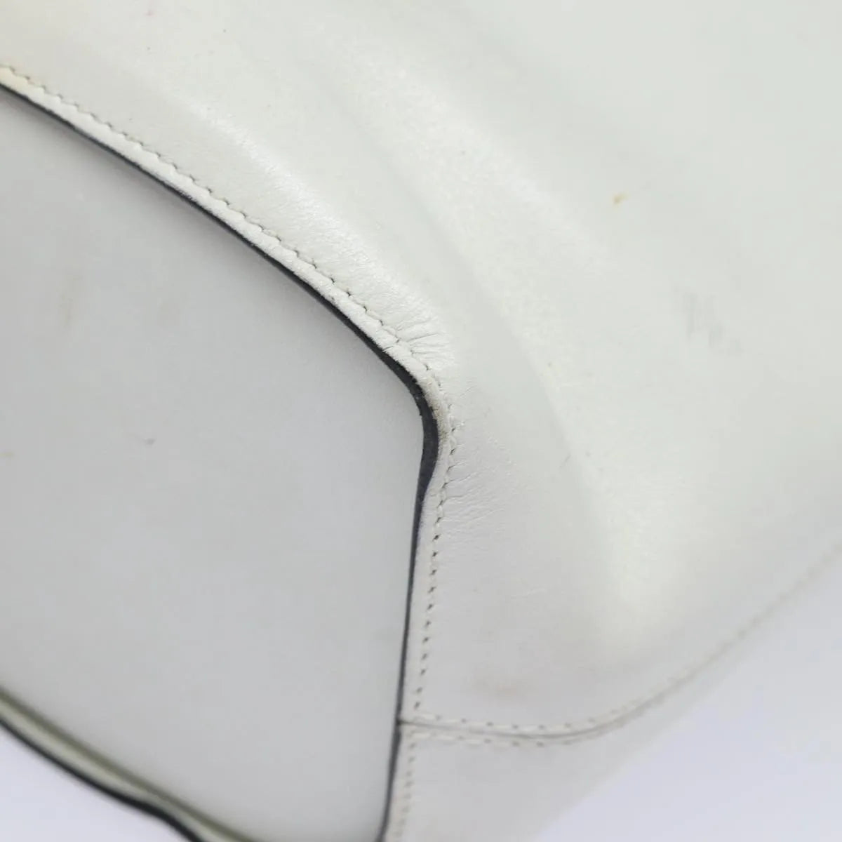 Celine Vintage Circle Logo Leather, White, Leather, Shoulder Bag