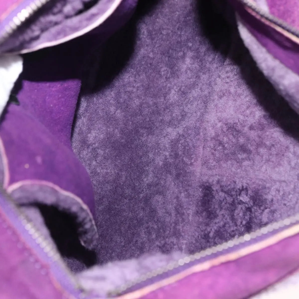 Chanel CC Logo Shearling and Suede, Purple, Suede, Shoulder Bag