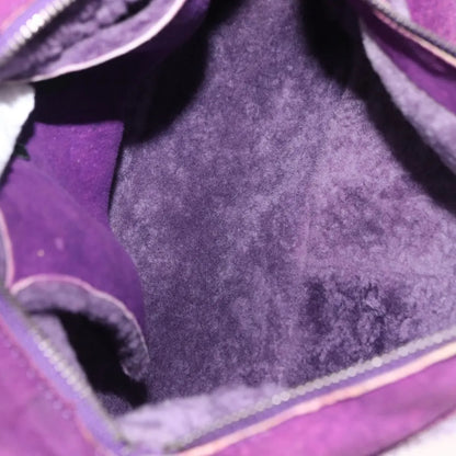 Chanel CC Logo Shearling and Suede, Purple, Suede, Shoulder Bag