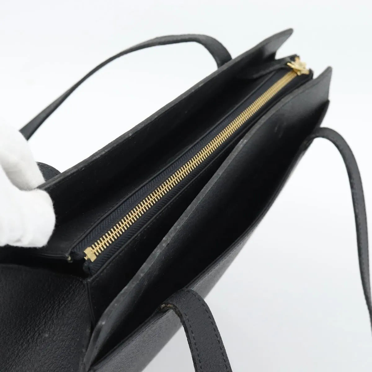 Saint Laurent Vintage Leather, Black, Leather, Tote Bag