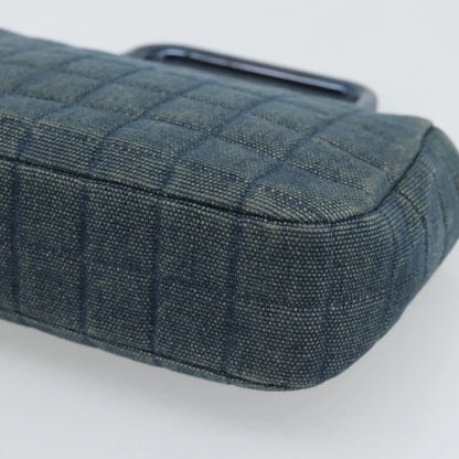 Chanel Chocolate Bar Mademoiselle Top Handle Quilted Denim, Blue, Canvas, Handbag