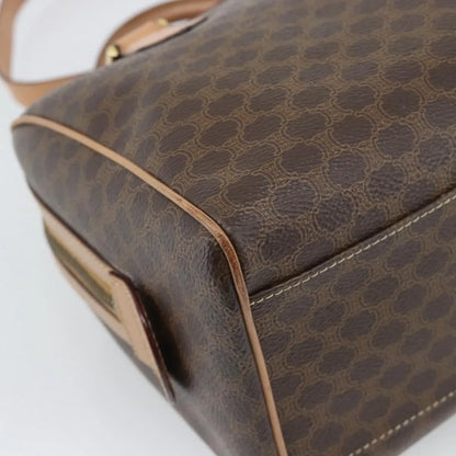 Celine Vintage Macadam Boston Canvas and Leather, Brown, PVC, Handbag