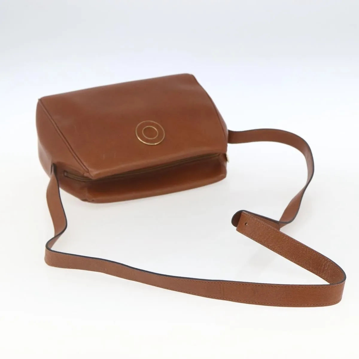 Celine Vintage Circle Logo Leather, Brown, Leather, Shoulder Bag