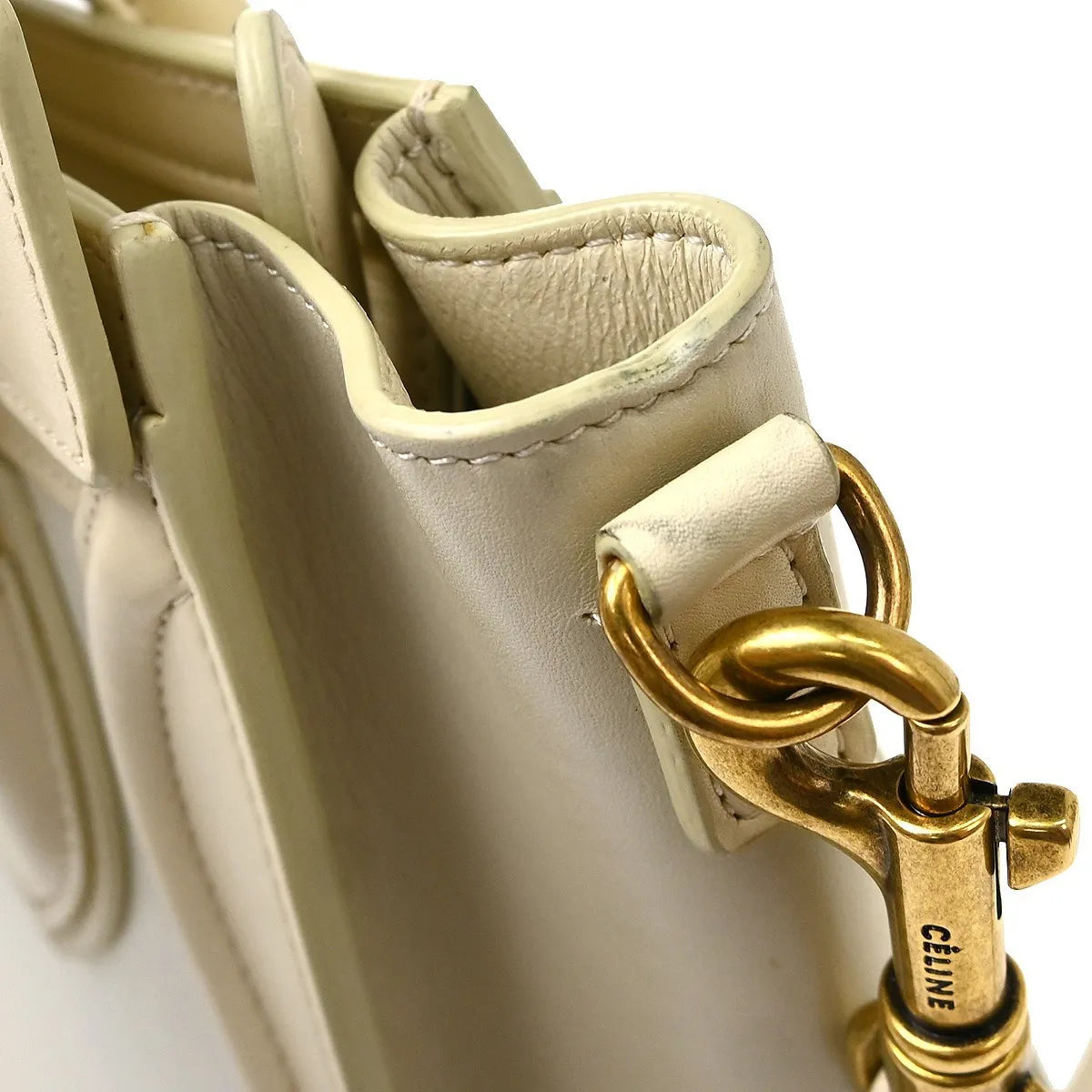 Celine Luggage Smooth Leather, White, Leather, Tote Bag