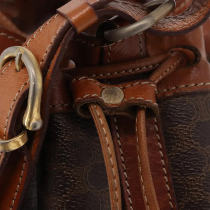 Celine Macadam Bucket Bag Canvas and Leather, Brown, PVC, Crossbody Bag