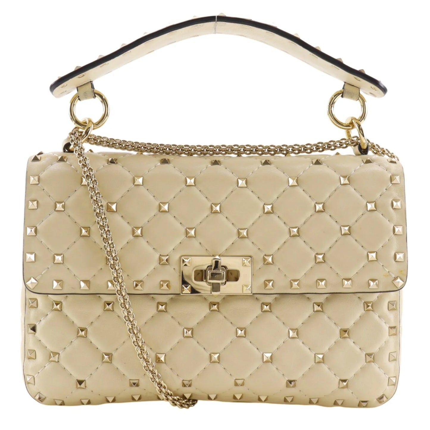 Valentino Garavani Free Rockstud Spike Flap Quilted Leather, White, Leather, Handbag