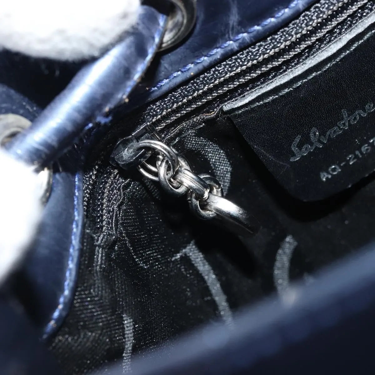 Salvatore Ferragamo Vala Patent Leather, Navy, Patent Leather, Backpack