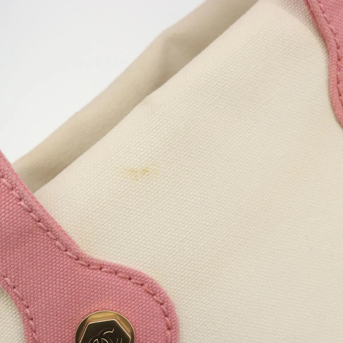 Chanel Vintage CC Tote Canvas, Beige, Canvas, Tote Bag