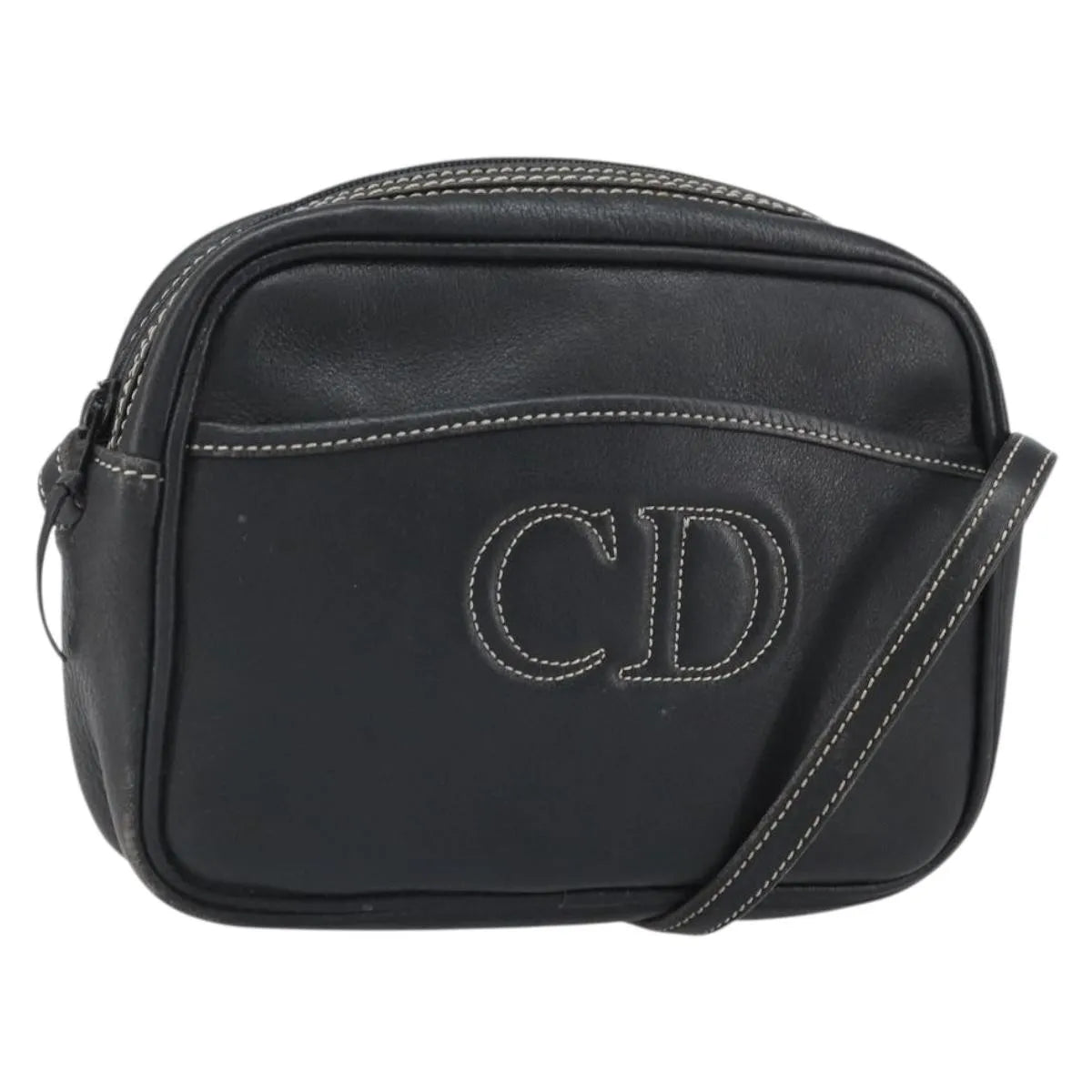 Christian Dior CD Shoulder bag Leather, Navy, Leather, Shoulder Bag