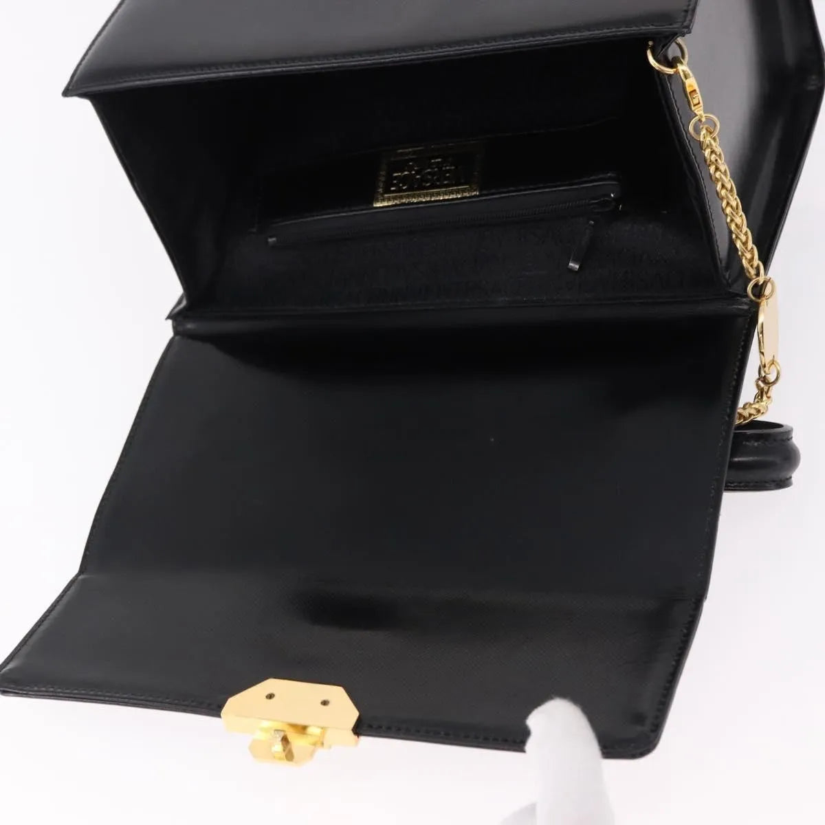 Versace Vintage Leather, Black, Leather, Handbag