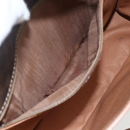 Celine Vintage Macadam Circle Logo Canvas and Leather, Brown, Canvas, Shoulder Bag