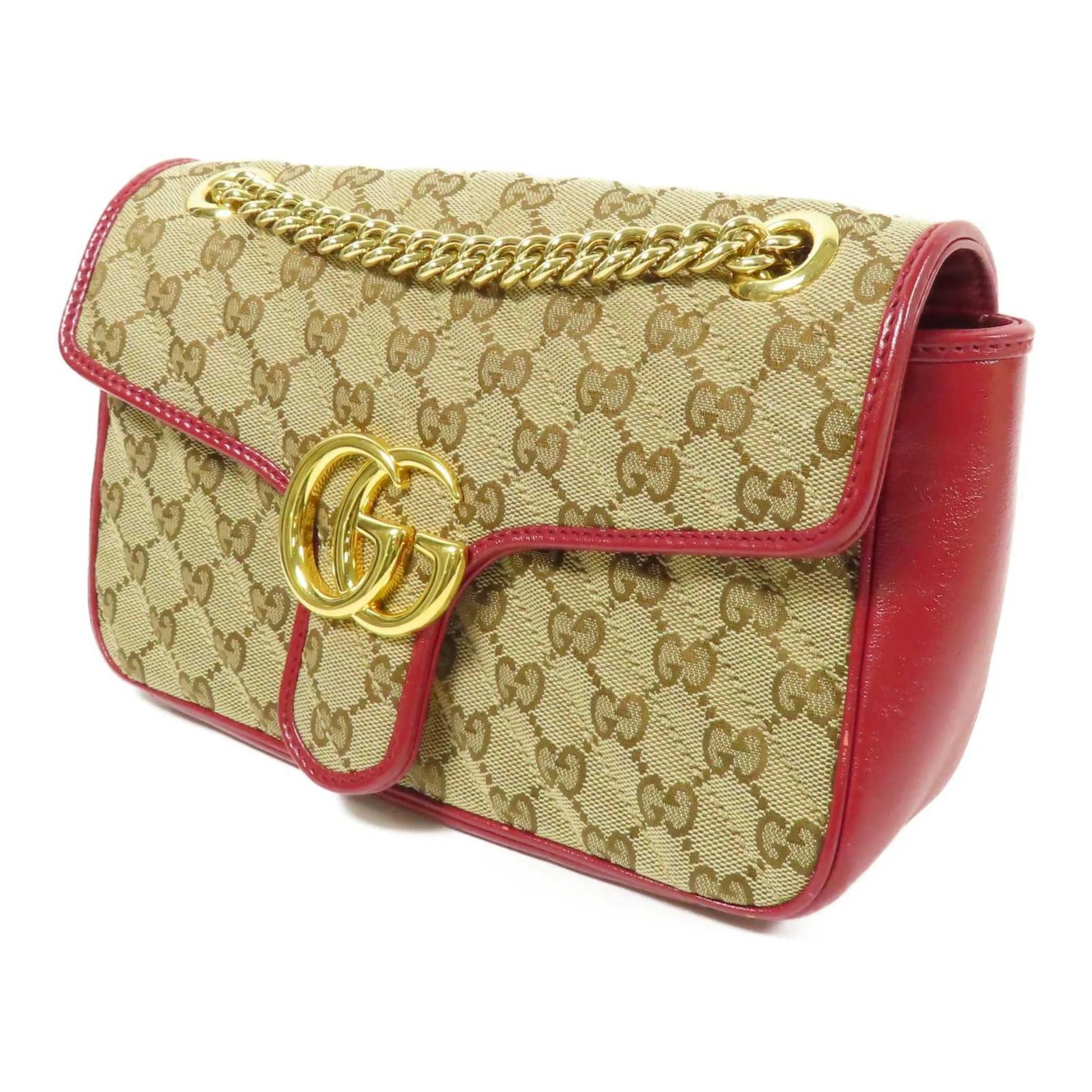 Gucci GG marmont Canvas, Beige, Canvas, Shoulder Bag