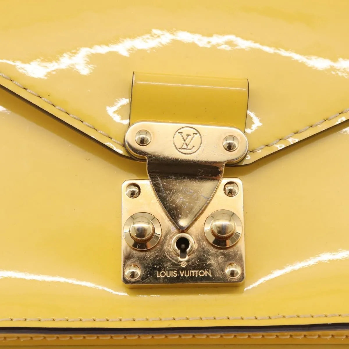 Louis Vuitton Monceau Vernis, Yellow, Patent Leather, Handbag