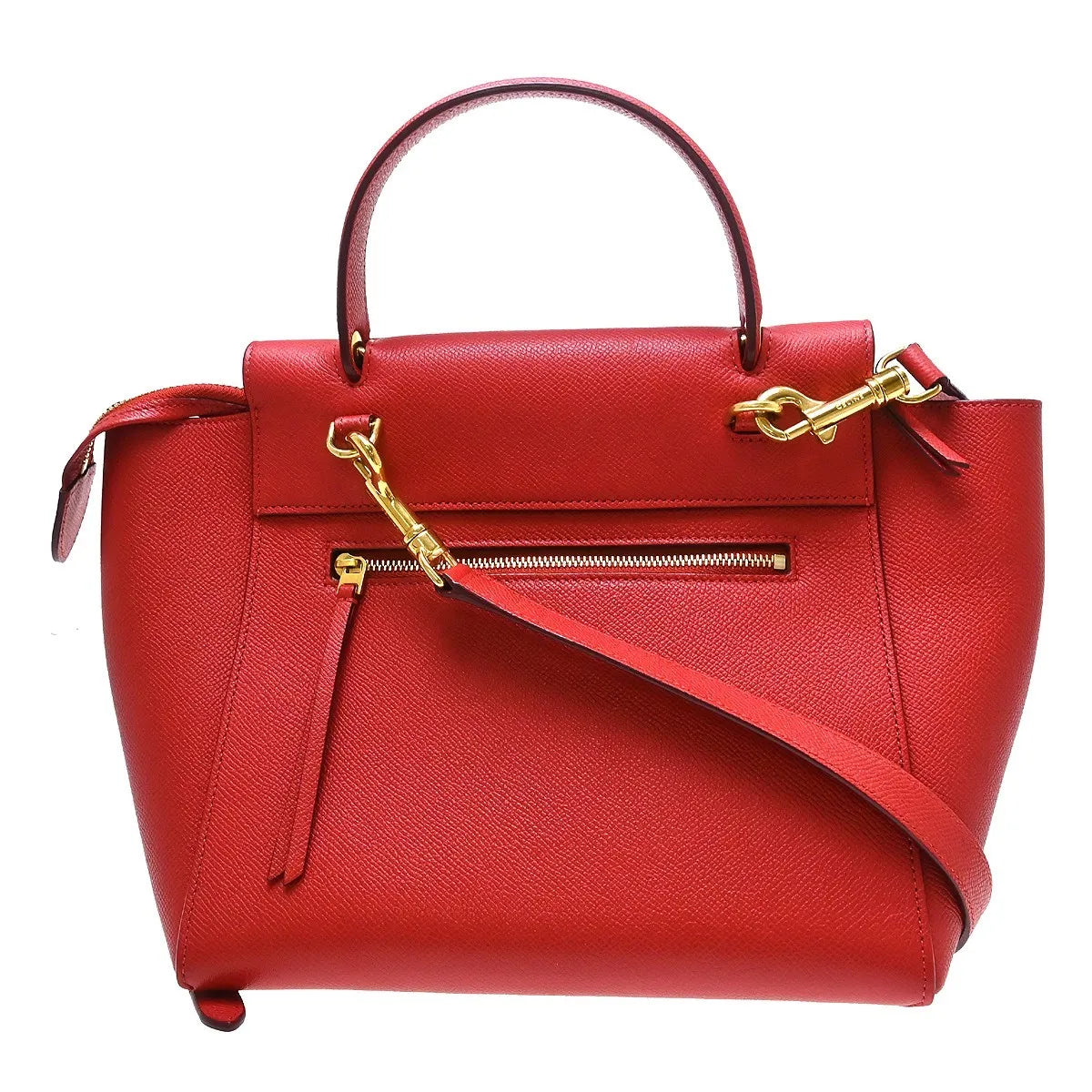 Celine Belt Calfskin, Red, Leather, Handbag