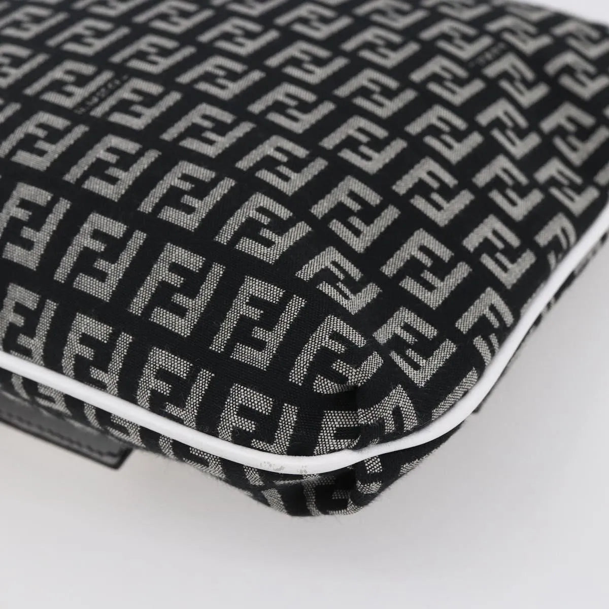 Fendi Vintage Flap Zucchino Canvas, Black, Canvas, Shoulder Bag