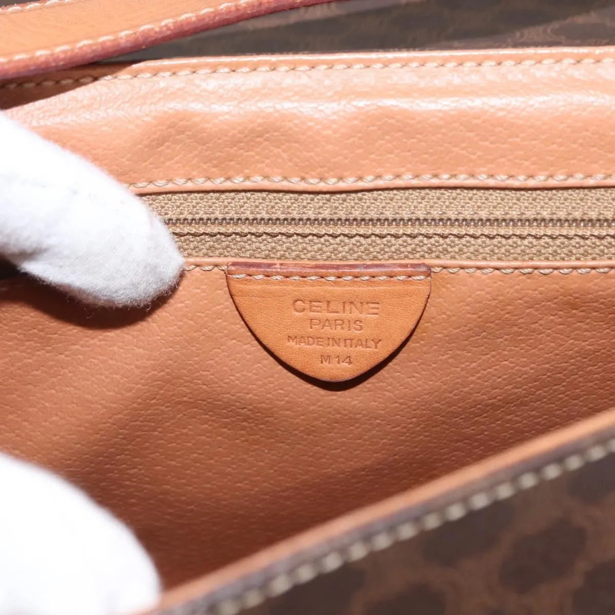Celine Vintage Macadam Canvas, Brown, Canvas, Shoulder Bag