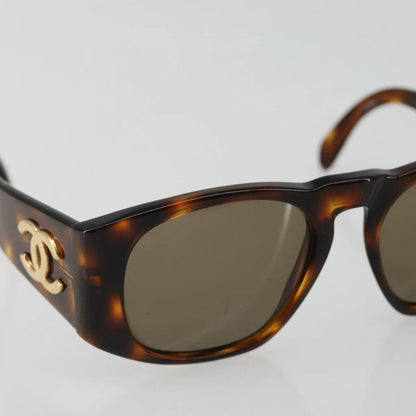 Chanel Coco mark barette Gold plated, Brown, Plastic, Sunglasses