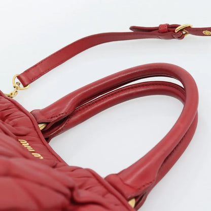 Miu Miu Matelassé Nappa Leather Top Handle Bag Leather, Red, Leather, Shoulder Bag