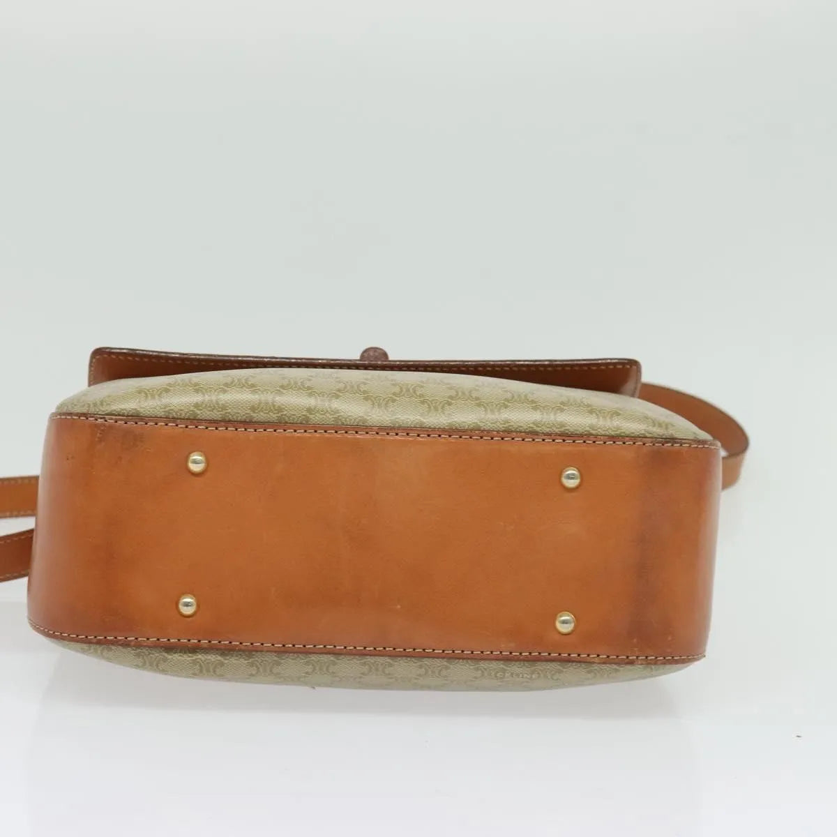 Celine Vintage Convertible Top Handle Macadam Coated Canvas, Beige, Canvas, Handbag