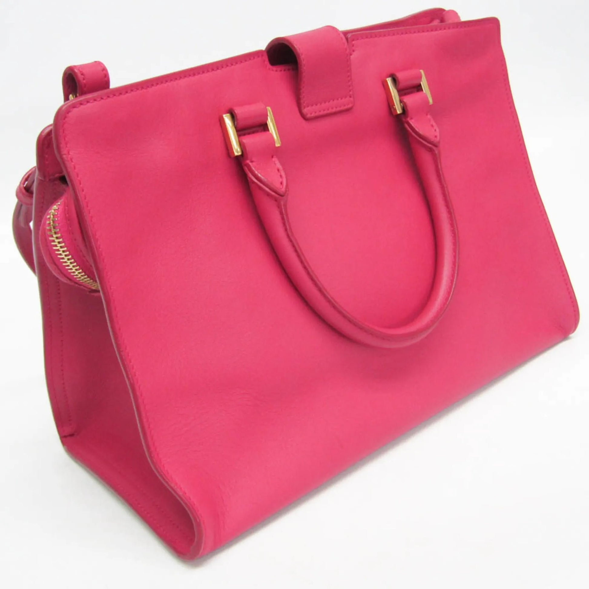 Saint Laurent Classic Y Cabas Leather, Pink, Leather, Handbag