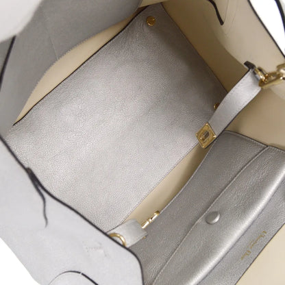 Christian Dior Open Bar Leather, Silver, Leather, Handbag