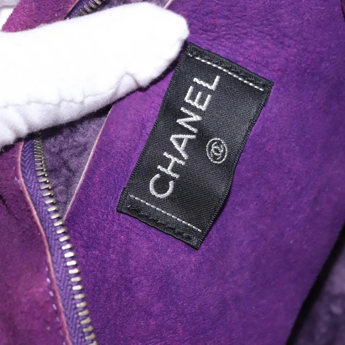 Chanel CC Logo Shearling and Suede, Purple, Suede, Shoulder Bag